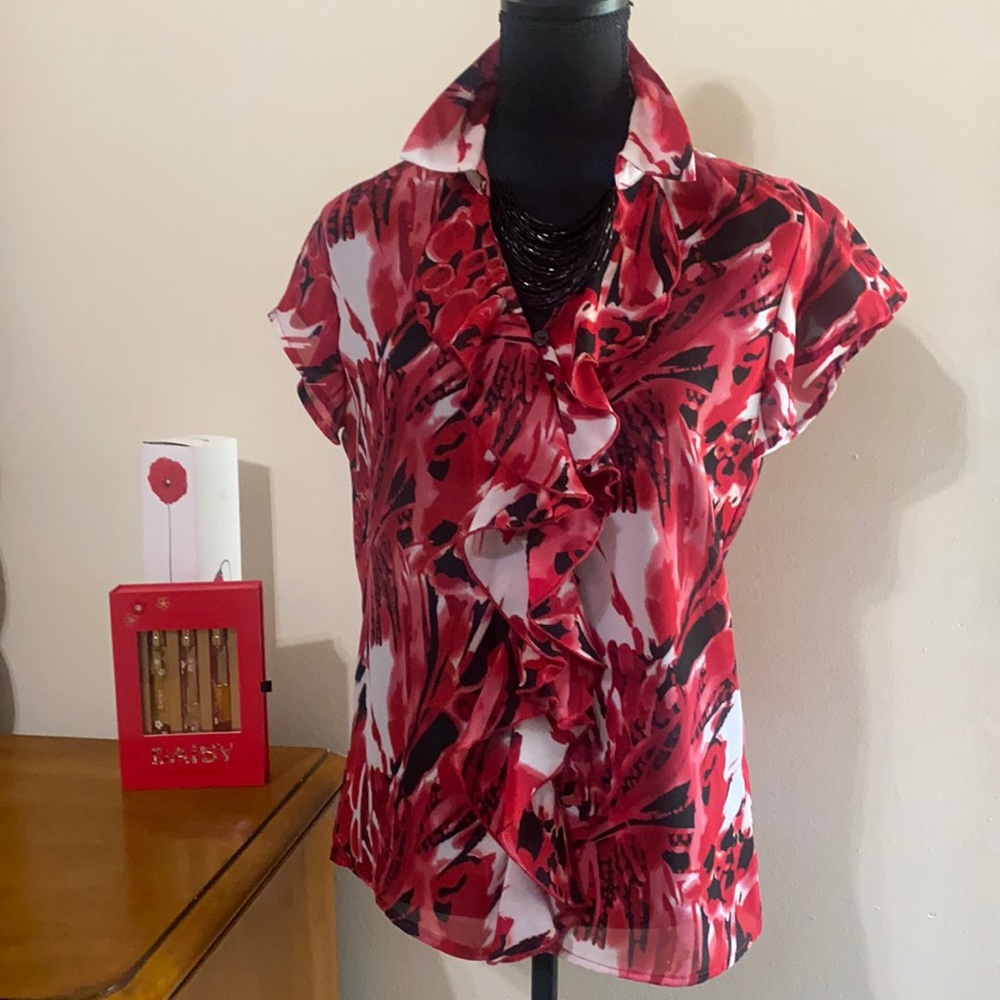 DFA new york semi sheer short sleeve shirt. Size S